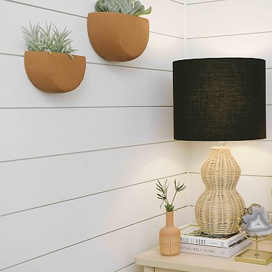Storied Home Modern Boho Stoneware 2-Piece Terracotta Wall Mount Planter Set