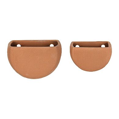 Storied Home Modern Boho Stoneware 2-Piece Terracotta Wall Mount Planter Set