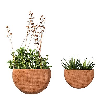 Storied Home Modern Boho Stoneware 2-Piece Terracotta Wall Mount Planter Set