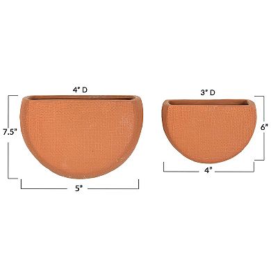 Storied Home Modern Boho Stoneware 2-Piece Terracotta Wall Mount Planter Set