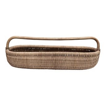 Storied Home Hand-Woven Rattan Basket with Handle Table Decor