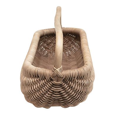 Storied Home Hand-Woven Rattan Basket with Handle Table Decor