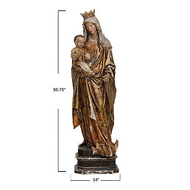 Storied Home Magnesia Vintage Reproduction Virgin Mary & Child Statue
