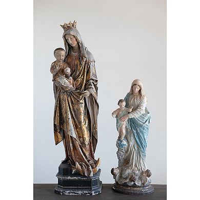 Storied Home Magnesia Vintage Reproduction Virgin Mary & Child Statue