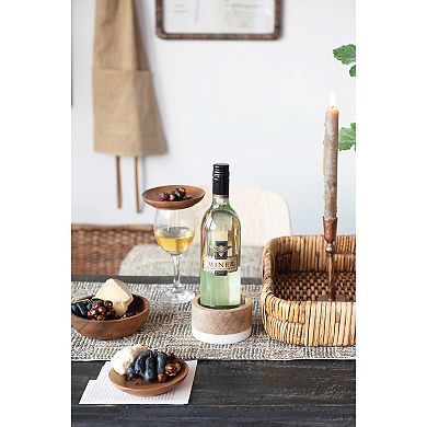 Storied Home Mango Wood & Marble Bottle Holder