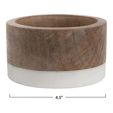 Storied Home Mango Wood & Marble Bottle Holder