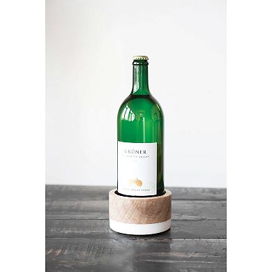 Storied Home Mango Wood & Marble Bottle Holder