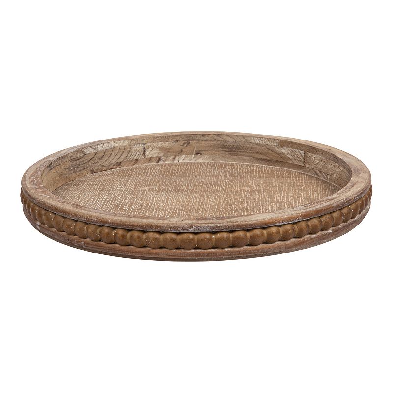 UPC 191009171423 product image for Storied Home Whitewashed Round Decorative Wood Tray, Natural | upcitemdb.com