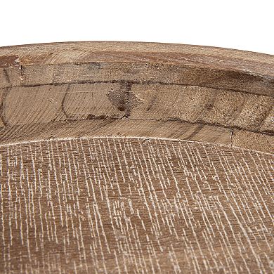 Storied Home Whitewashed Round Decorative Wood Tray