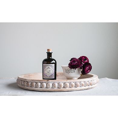 Storied Home Whitewashed Round Decorative Wood Tray
