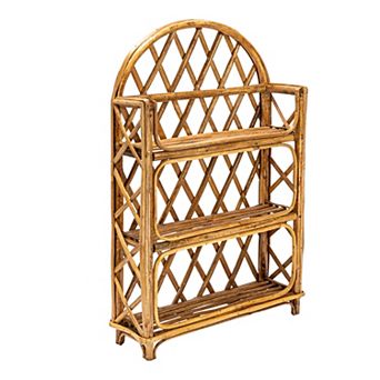 Storied Home Rattan Wall Shelf with 3 tier Shelves
