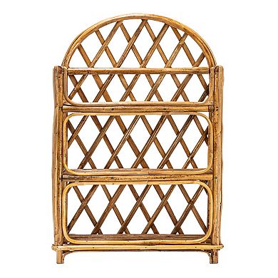 Storied Home Rattan Wall Shelf with 3-Tier Shelves