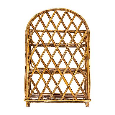Storied Home Rattan Wall Shelf with 3-Tier Shelves