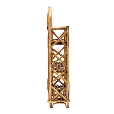 Storied Home Rattan Wall Shelf with 3-Tier Shelves