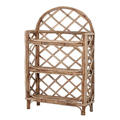 Storied Home Rattan Wall Shelf with 3-Tier Shelves