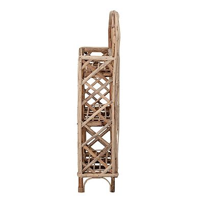 Storied Home Rattan Wall Shelf with 3-Tier Shelves