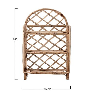 Storied Home Rattan Wall Shelf with 3-Tier Shelves