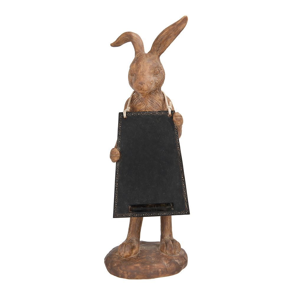 Storied Home Rabbit Figurine Holding Working Chalkboard