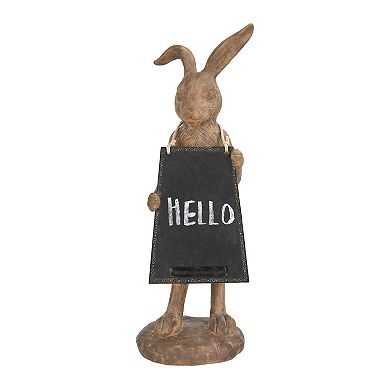 Storied Home Rabbit Figurine Holding Working Chalkboard
