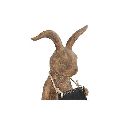 Storied Home Rabbit Figurine Holding Working Chalkboard