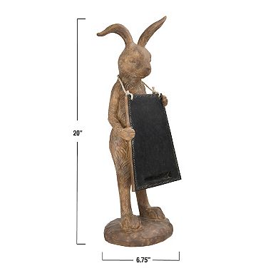 Storied Home Rabbit Figurine Holding Working Chalkboard