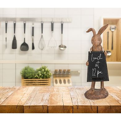 Storied Home Rabbit Figurine Holding Working Chalkboard
