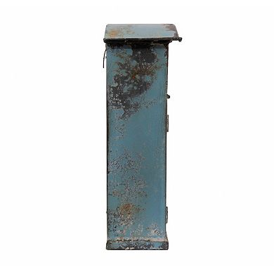 Storied Home Distressed Blue Embossed Tin "Mail" Box