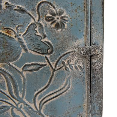 Storied Home Distressed Blue Embossed Tin "Mail" Box