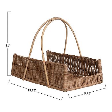 Storied Home Handwoven Rattan Hanging Basket