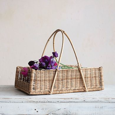 Storied Home Handwoven Rattan Hanging Basket