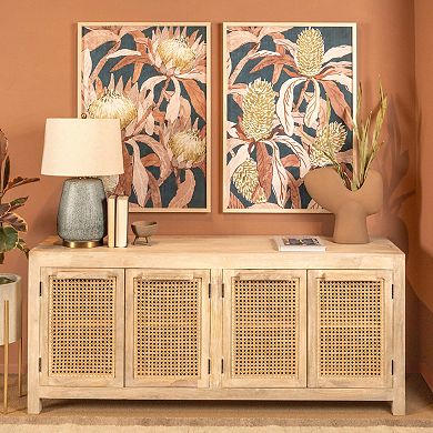 Storied Home 2-Piece Floral Prints with Solid Wood Frame Wall Art