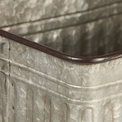 Storied Home Storage Bucket on Stand with Handle & Distressed Finish