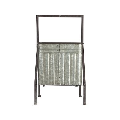 Storied Home Storage Bucket on Stand with Handle & Distressed Finish