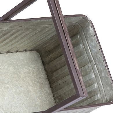 Storied Home Storage Bucket on Stand with Handle & Distressed Finish