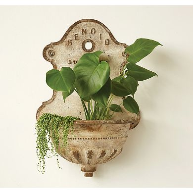 Storied Home Wall-Mounted Distressed Metal Planter