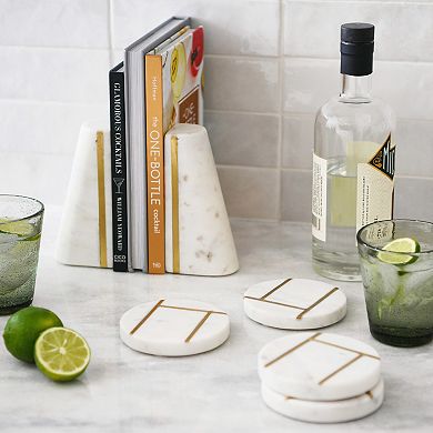 Storied Home Geometric Marble Bookends 2-piece Set