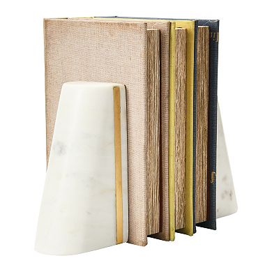 Storied Home Geometric Marble Bookends 2-piece Set
