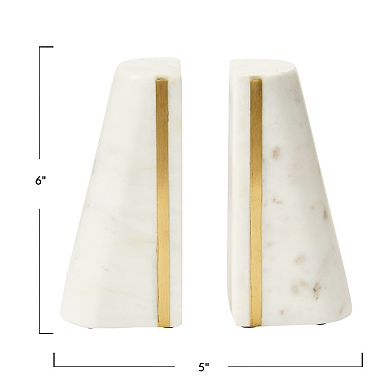 Storied Home Geometric Marble Bookends 2-piece Set