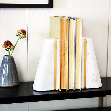 Storied Home Geometric Marble Bookends 2-piece Set