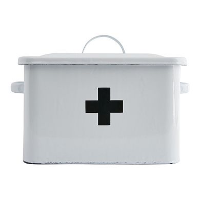 Storied Home Enameled Metal First Aid Box & Lid