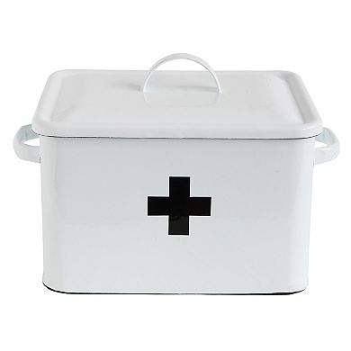 Storied Home Enameled Metal First Aid Box & Lid