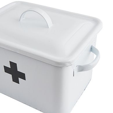 Storied Home Enameled Metal First Aid Box & Lid
