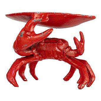 Storied Home Distressed Red Decorative Crab Shaped Dish