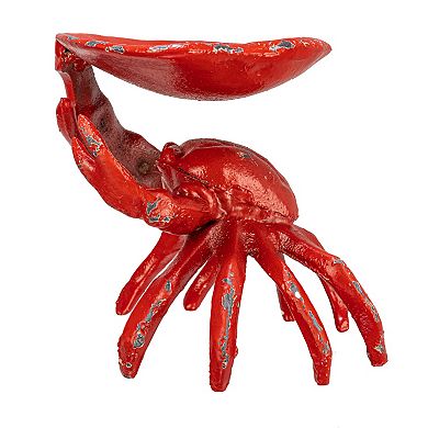 Storied Home Distressed Red Decorative Crab Shaped Dish