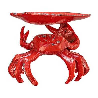 Storied Home Distressed Red Decorative Crab Shaped Dish