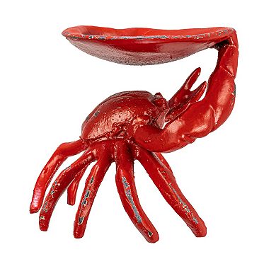 Storied Home Distressed Red Decorative Crab Shaped Dish