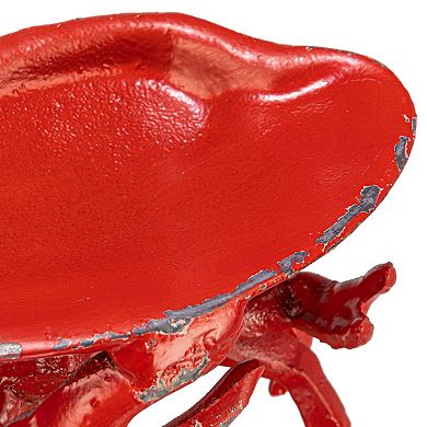 Storied Home Distressed Red Decorative Crab Shaped Dish