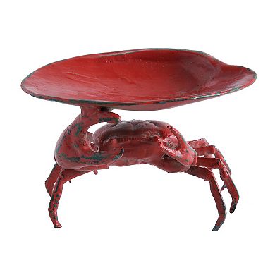 Storied Home Distressed Red Decorative Crab Shaped Dish