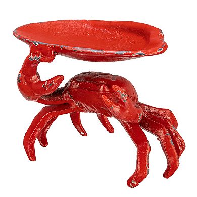 Storied Home Distressed Red Decorative Crab Shaped Dish