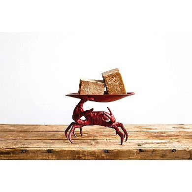 Storied Home Distressed Red Decorative Crab Shaped Dish